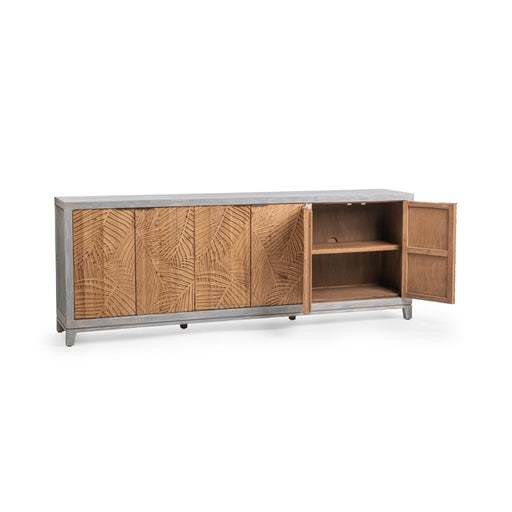 Classic Home Ambrose 6-door coastal buffet cabinet with soft finish, featuring wood doors and spacious storage.