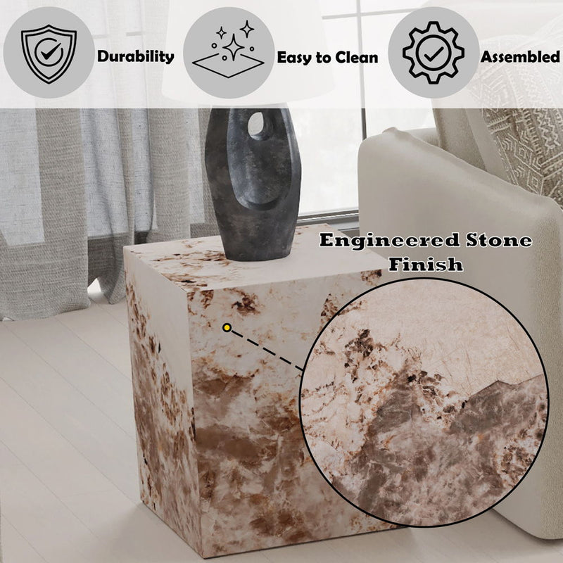 Fultan - End Table - Engineered Stone - R&R Furniture Gallery (Fountain Valley, CA)