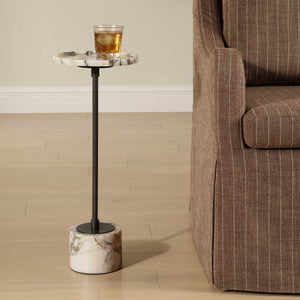 Brunson - White Marble Drink Table - Bronze / White