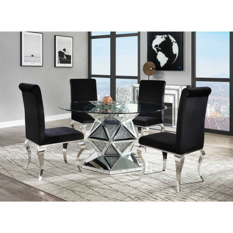 Noralie - 52" Round Dining Table - Mirrored & Faux Diamonds - R&R Furniture Gallery (Fountain Valley, CA)