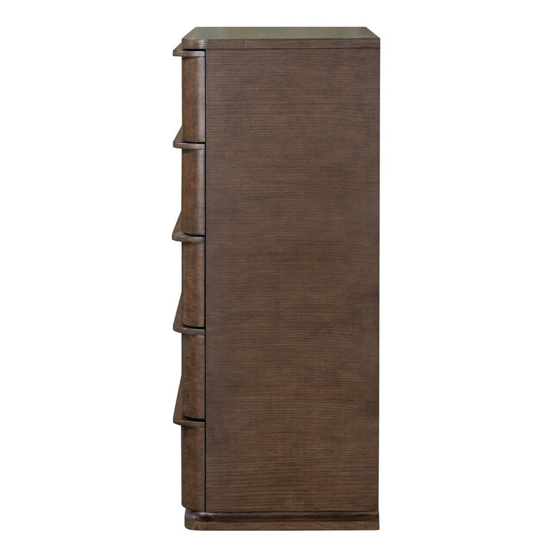 ACME Zoey Brown Oak Accent Chest showing sleek wood finish and modern design with two drawers and sturdy construction.