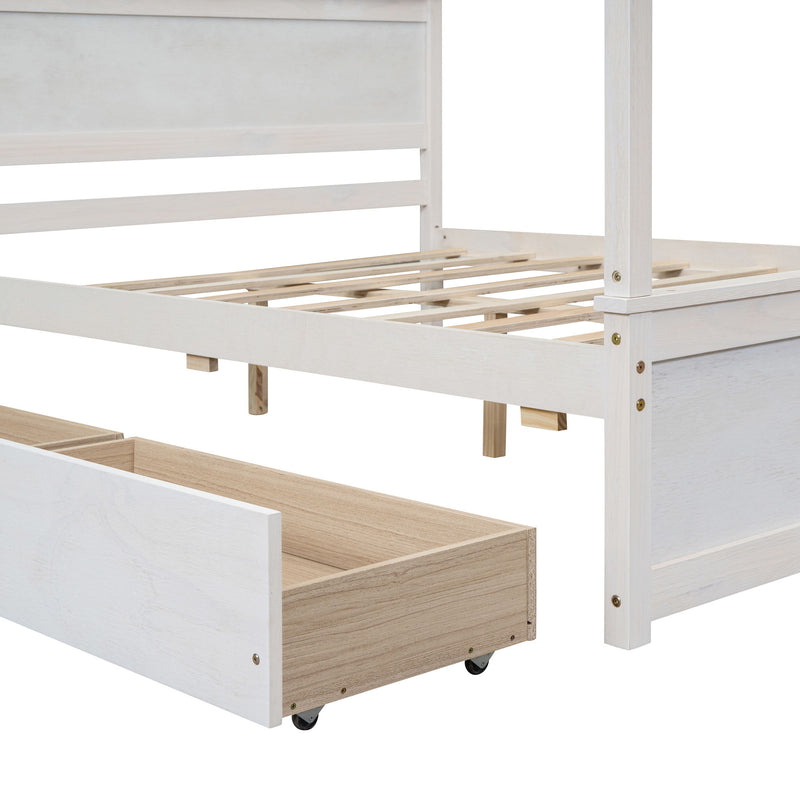 Canopy Platform Bed With Drawers, Support Slats, No Box Spring Needed - R&R Furniture Gallery (Fountain Valley, CA)