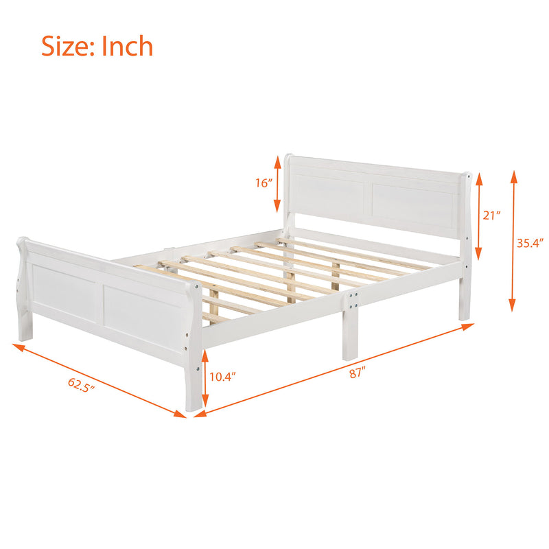 Platform Bed Frame Mattress Foundation Sleigh Bed With Headboard / Footboard / Wood Slat Suppor - R&R Furniture Gallery (Fountain Valley, CA)