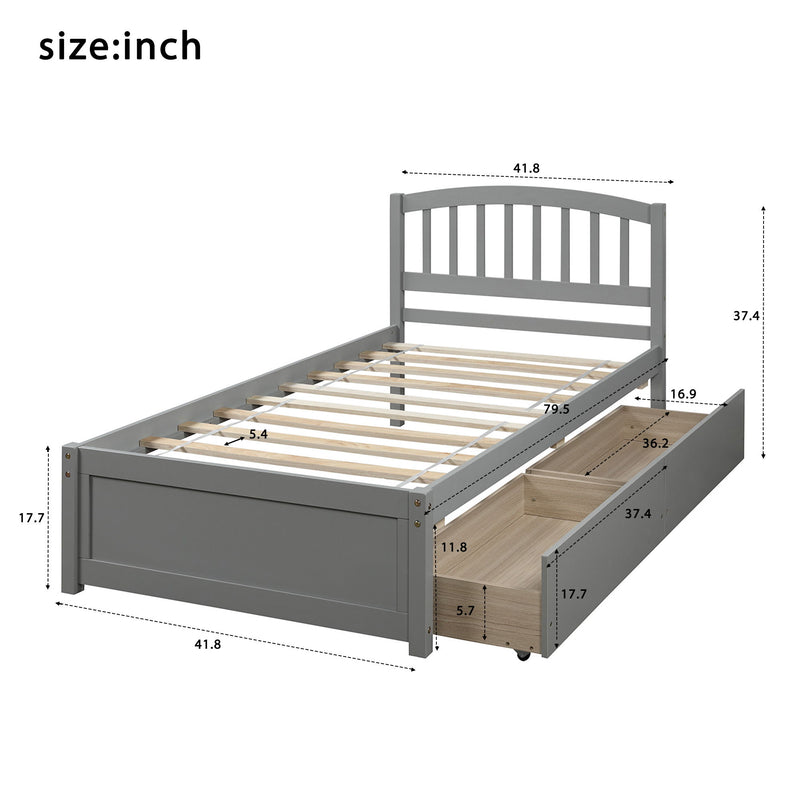 Platform Storage Bed Wood Bed Frame With Two Drawers And Headboard - R&R Furniture Gallery (Fountain Valley, CA)