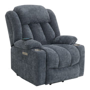 Omarion - Power Recliner With Lift, Heating & Massage - Blue Chenille - R&R Furniture Gallery (Fountain Valley, CA)
