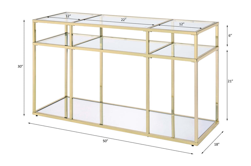 Uchenna - Sofa Table - Clear Glass & Gold - R&R Furniture Gallery (Fountain Valley, CA)