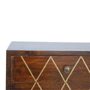 Inlay Geo Brass Bedside Table - Chestnut - R&R Furniture Gallery (Fountain Valley, CA)