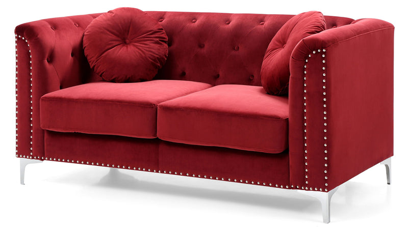 Glory Furniture stylish sloped arm stationary loveseat with plush cushions and modern design, perfect for cozy living rooms.