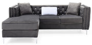 Glory Furniture Paige stationary sectional sofa with chaise, featuring plush cushions and modern design in a living room setting.