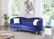 Glory Furniture Jewel stationary sofa with plush fabric upholstery and modern design, featuring a sleek, comfortable seating area.