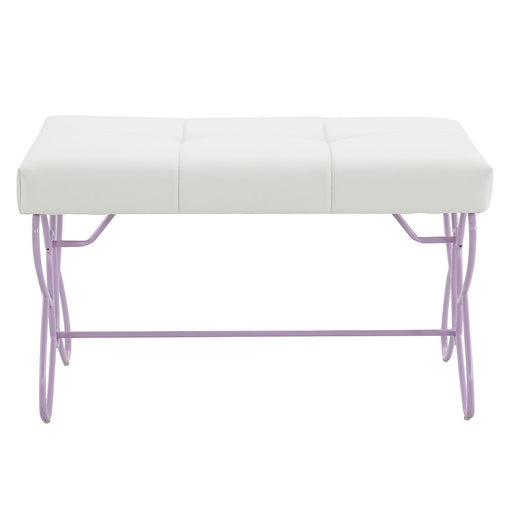 Priya II - Bench - White & Light Synthetic Leather Rple - R&R Furniture Gallery (Fountain Valley, CA)