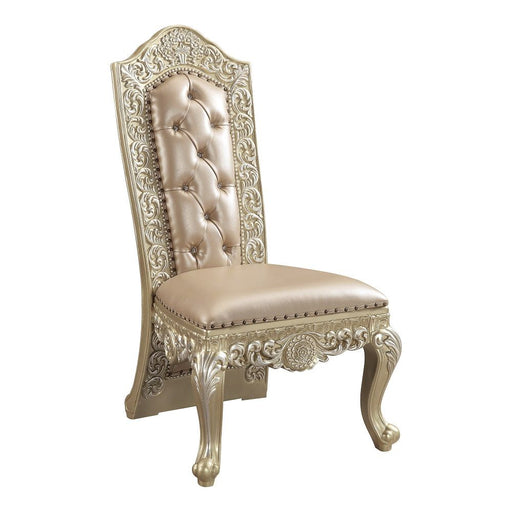 Vatican - Side Chair (Set of 2) - Synthetic Leather & Champagne Silver - R&R Furniture Gallery (Fountain Valley, CA)