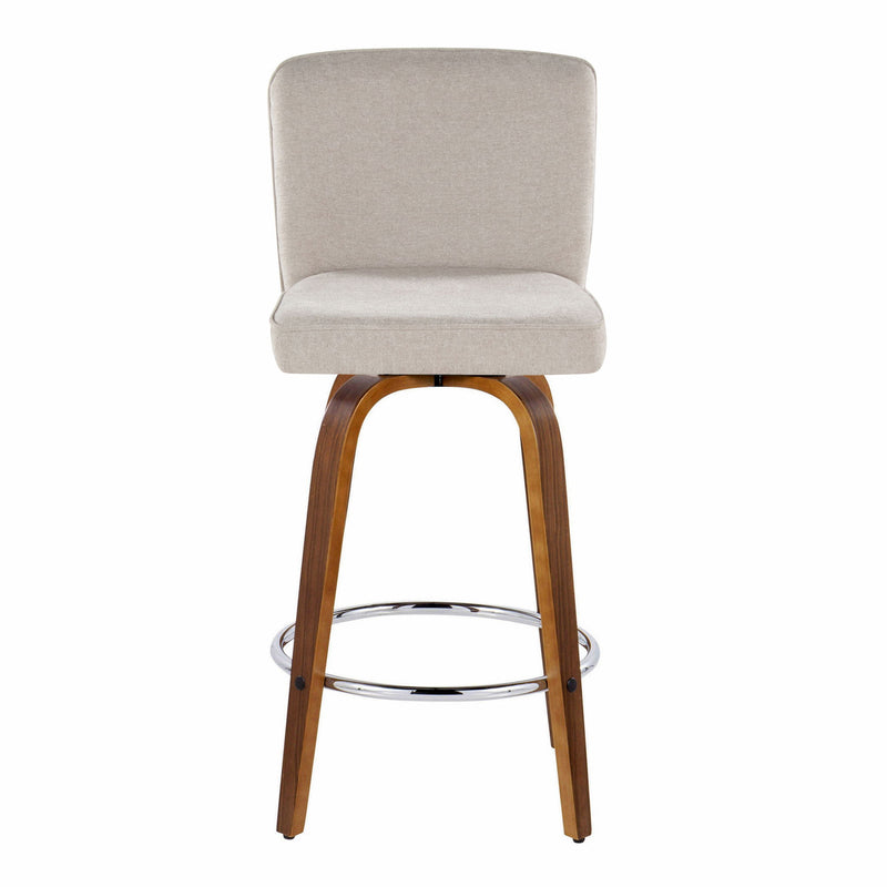 Lumi Source Henry contemporary fixed height counter stools with swivel and round footrest, set of 2, modern design with cushioned seats