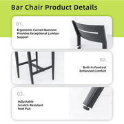 Modern Outdoor Patio Bar Set, Rounded Square Table & Bar Chairs, Non Rust Frame, Tapered Legs, Sunbrella Cushion - R&R Furniture Gallery (Fountain Valley, CA)