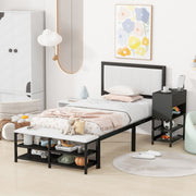 Platform Bed With 2 Tier Storage Shelves, Storage Cabinet - R&R Furniture Gallery (Fountain Valley, CA)