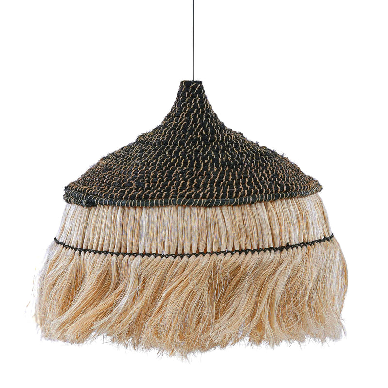 Sula - Upcycled Abaca Pendant Lamp - Natural / Black - R&R Furniture Gallery (Fountain Valley, CA)