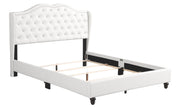 Transitional upholstered bed by Glory Furniture featuring a padded headboard and fabric frame in a modern design.