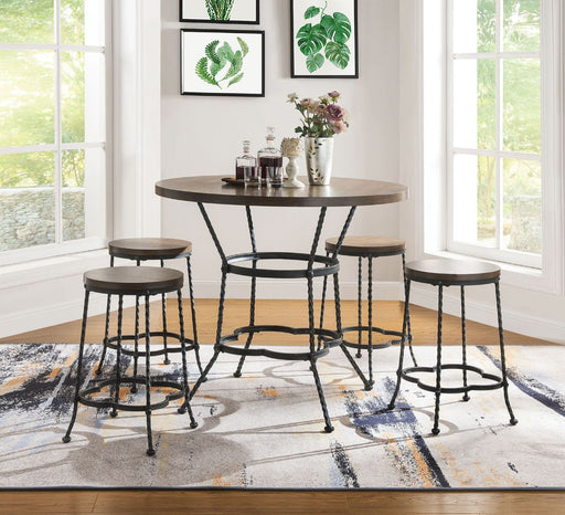 Qamar - 5 Piece Counter Height Table Set - Walnut & Antique Black - R&R Furniture Gallery (Fountain Valley, CA)