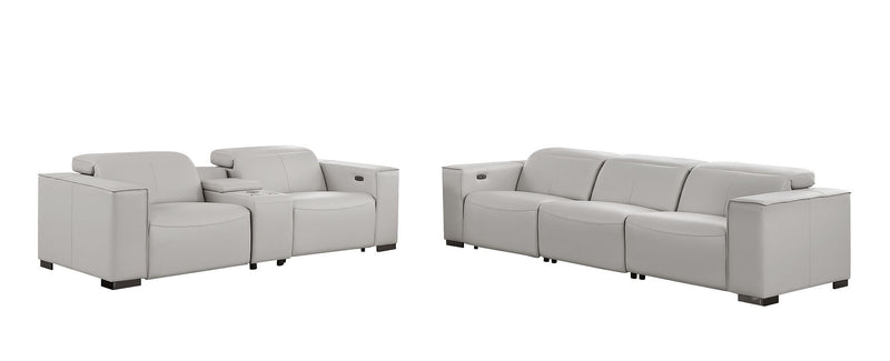1208 - Leather Reclining Set (Sofa & Loveseat With 5 Power Recliners)