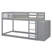 DreamHaus bunk bed with built-in four drawers and three shelves, featuring a sturdy wood frame and space-saving design.