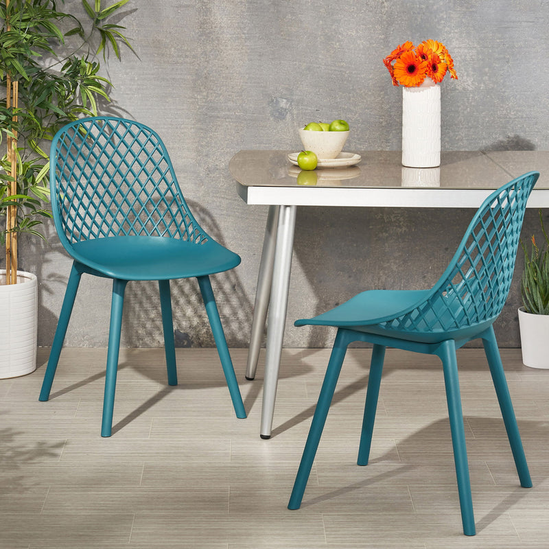 Pair of Noble House Lily Chairs set, featuring modern design with wooden legs and upholstered seats for stylish dining or living space.