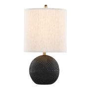 Set of two Kona contemporary table lamps by Lumi Source with matte black finish and natural accents, featuring sleek modern design.