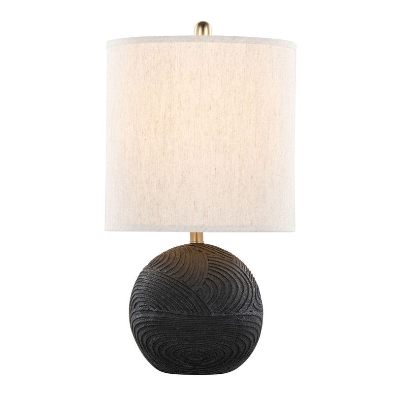 Set of two Kona contemporary table lamps by Lumi Source with matte black finish and natural accents, featuring sleek modern design.