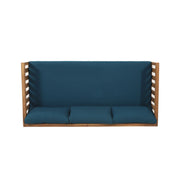 Noble House Claremont 3 Seater Daybed sofa with teak acacia wood frame and water-resistant cushions, ideal for outdoor lounging