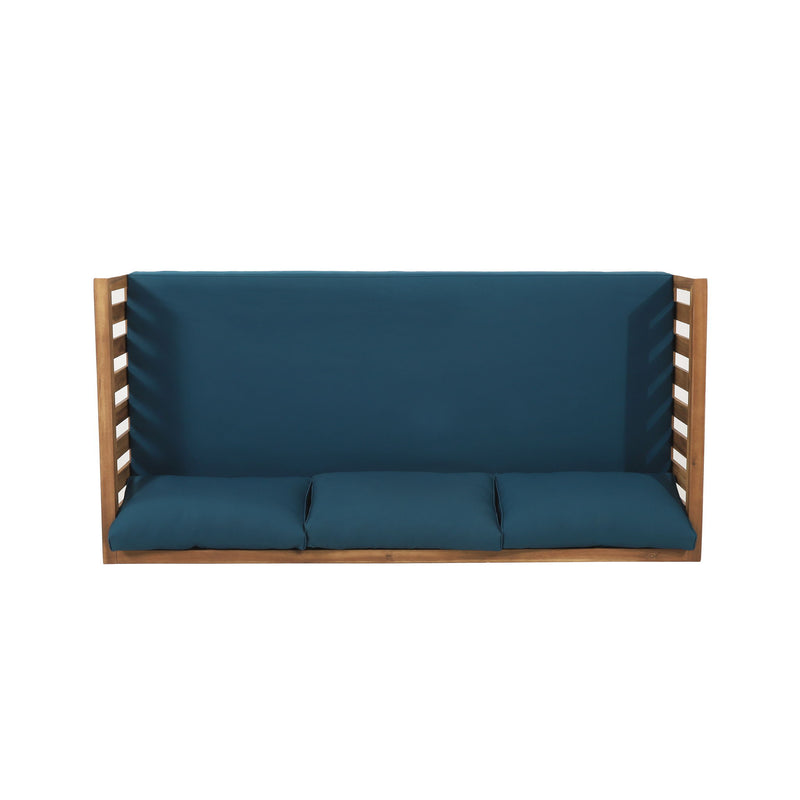 Noble House Claremont 3 Seater Daybed sofa with teak acacia wood frame and water-resistant cushions, ideal for outdoor lounging