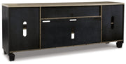 Foyland - XL TV Stand w/Fireplace Option - Black / Brown - R&R Furniture Gallery (Fountain Valley, CA)