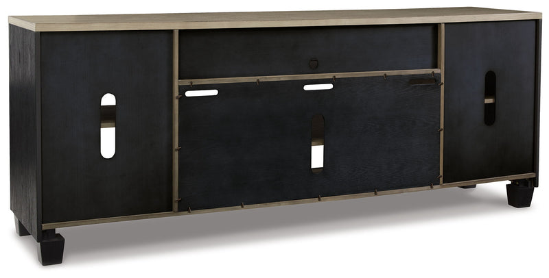Foyland - XL TV Stand w/Fireplace Option - Black / Brown - R&R Furniture Gallery (Fountain Valley, CA)