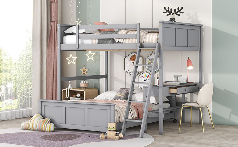 Full Over Full Bunk Bed With Desk - R&R Furniture Gallery (Fountain Valley, CA)