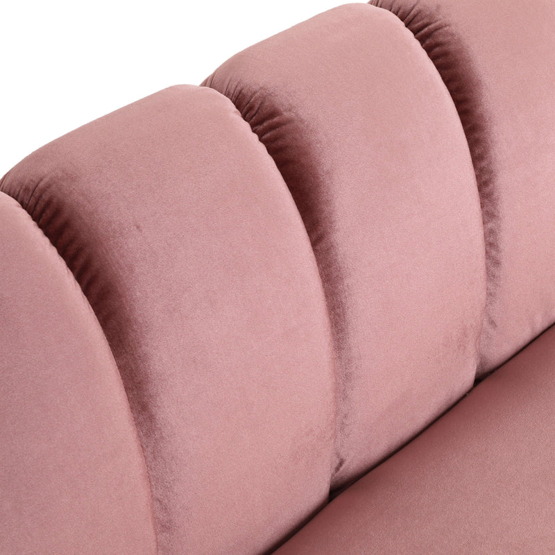 Noble House Miranda modern glam 3-seater stationary sofa with plush upholstery and sleek design in a contemporary living room setting.