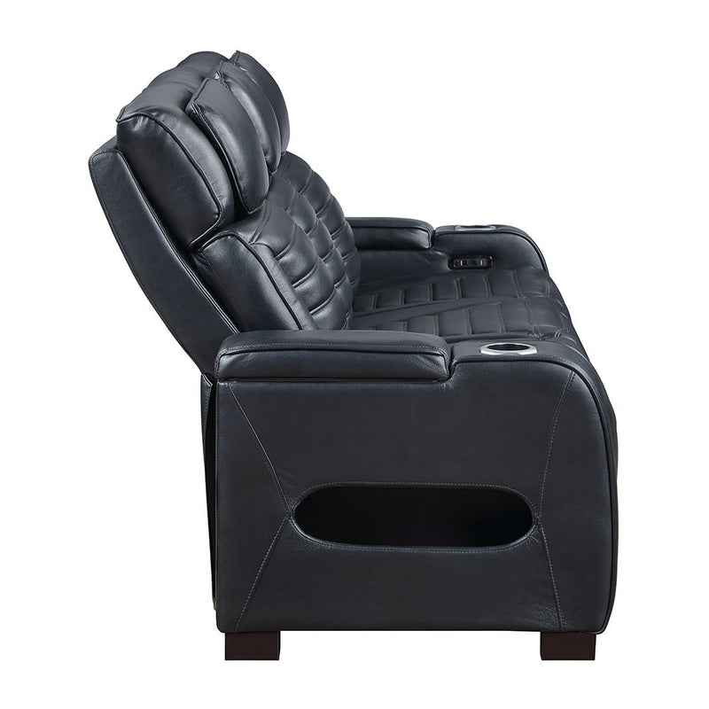 Ephron - Power Motion Sofa With Dropdown Table, Wireless Charging, Reading Light, Power Headrests & LED - Black - R&R Furniture Gallery (Fountain Valley, CA)