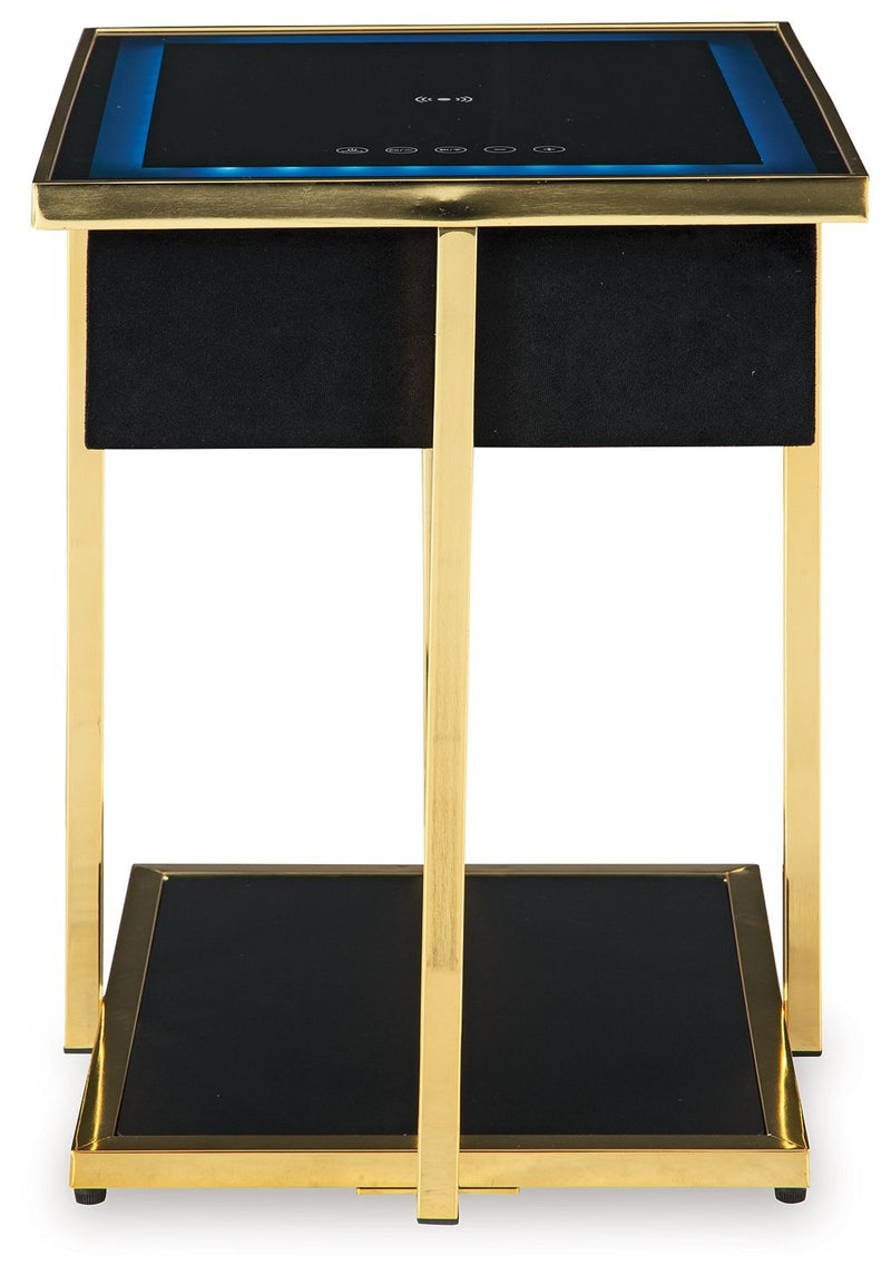 Rexwell - Accent Table With Speaker - Black / Gold Finish - R&R Furniture Gallery (Fountain Valley, CA)
