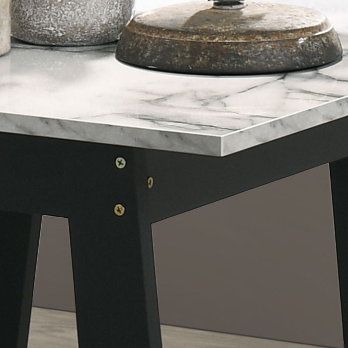 Kenzo - End Table With Faux Marble Top Finish - Black - R&R Furniture Gallery (Fountain Valley, CA)