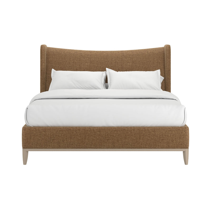 Edwin Queen Wing Shelter Uph Bed-Suede