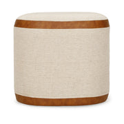 Huche - Cotton Jute and Vegan Leather Oval Ottoman - Natural - R&R Furniture Gallery (Fountain Valley, CA)