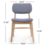 Pair of Noble House Voyager upholstered accent chairs with splayed legs, wooden frames, and plush fabric, set of two.