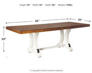 Valebeck - Rectangular Dining Room Table - White / Brown - R&R Furniture Gallery (Fountain Valley, CA)