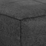 Simpli-Home Brody large square coffee table pouf in neutral fabric, versatile accent piece for living room decor