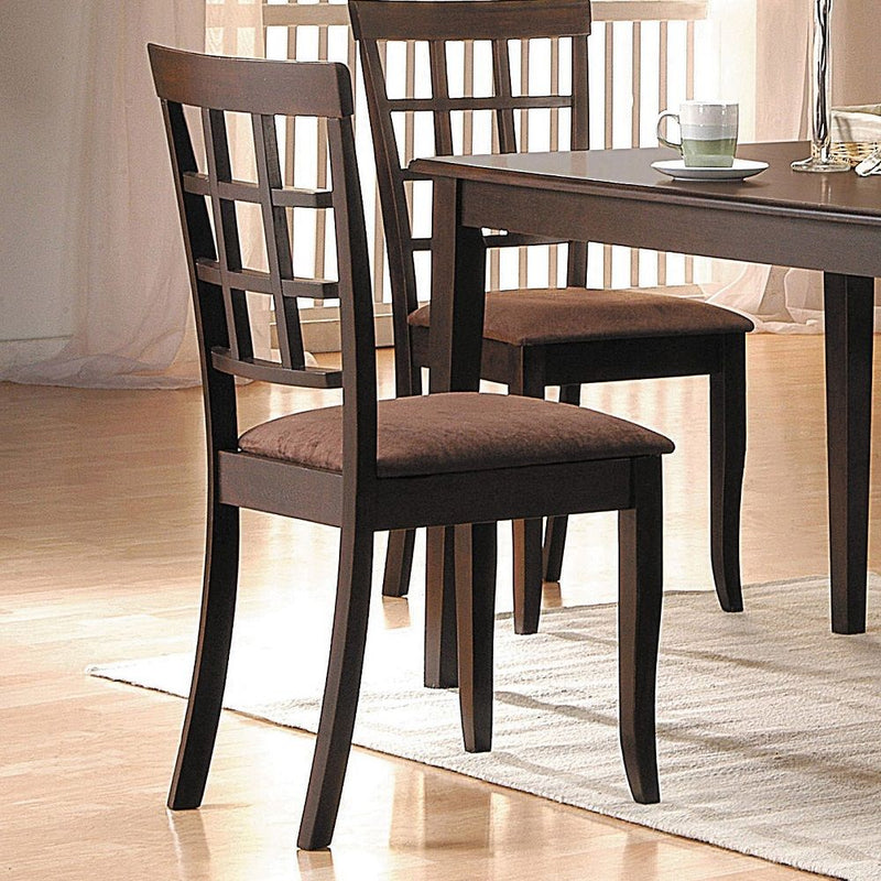 Cardiff - 18" Side Chair (Set of 2) - Dark Brown Microfiber & Espresso - R&R Furniture Gallery (Fountain Valley, CA)