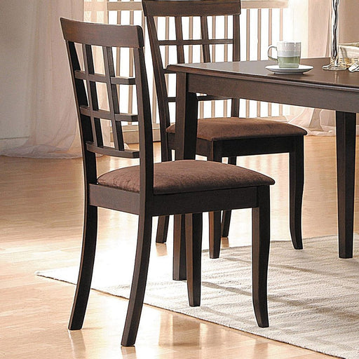 Cardiff - 18" Side Chair (Set of 2) - Dark Brown Microfiber & Espresso - R&R Furniture Gallery (Fountain Valley, CA)