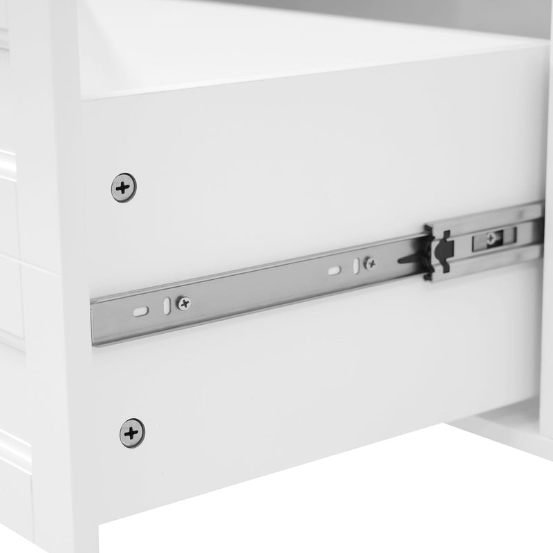 Bathroom Vanity Cabinet Only, 3 Drawers & 2 Doors, Adjustable Shelf, Soft Close Hinges - White