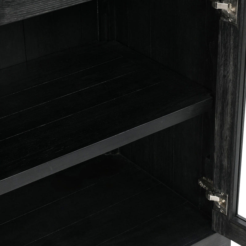 Macarthur - Reclaimed Oak 4 Door Cabinet - Aged Black - R&R Furniture Gallery (Fountain Valley, CA)