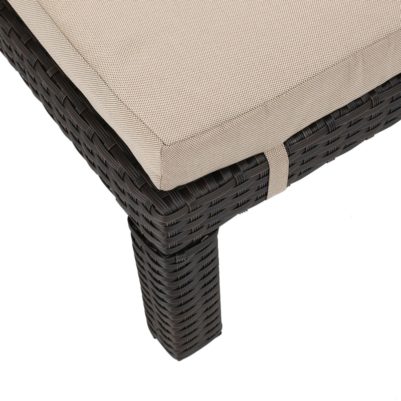 Puerta - Chaise Lounge Frame Cushion Outdoor Wicker Iron - Beige / Dark Brown - R&R Furniture Gallery (Fountain Valley, CA)