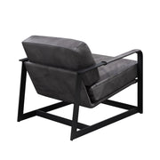 Locnos - Accent Chair - Gray Top Grain Leather & Black - R&R Furniture Gallery (Fountain Valley, CA)