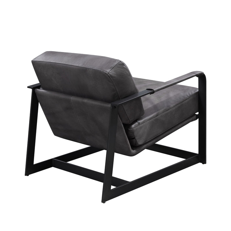 Locnos - Accent Chair - Gray Top Grain Leather & Black - R&R Furniture Gallery (Fountain Valley, CA)
