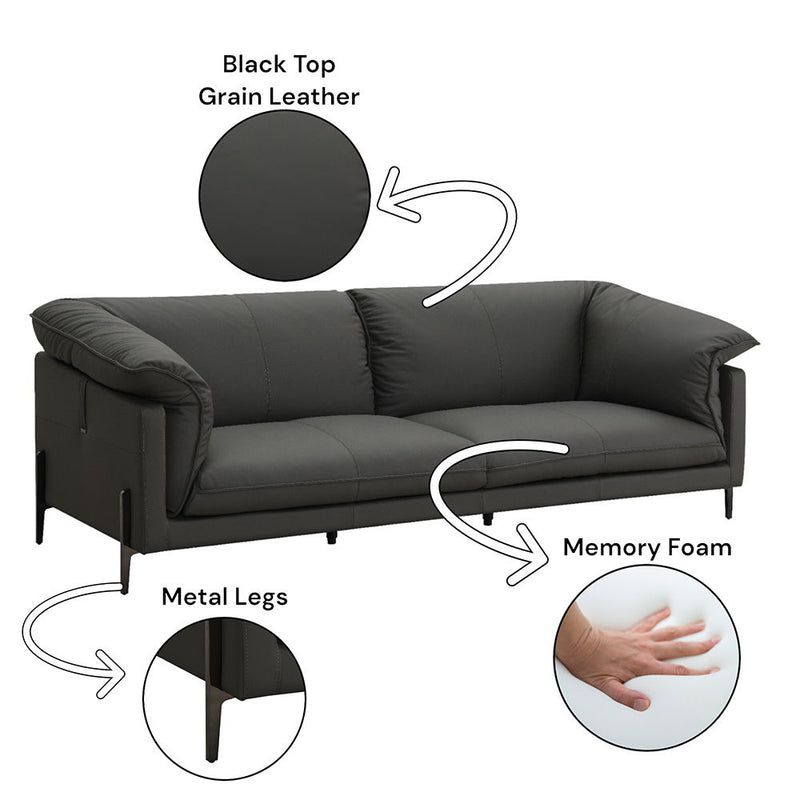 Tadi - Sofa - Black Top Grain Leather - R&R Furniture Gallery (Fountain Valley, CA)