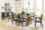 Signature Design by Ashley Galliden rectangular 8-piece dining room set with a table and matching chairs.